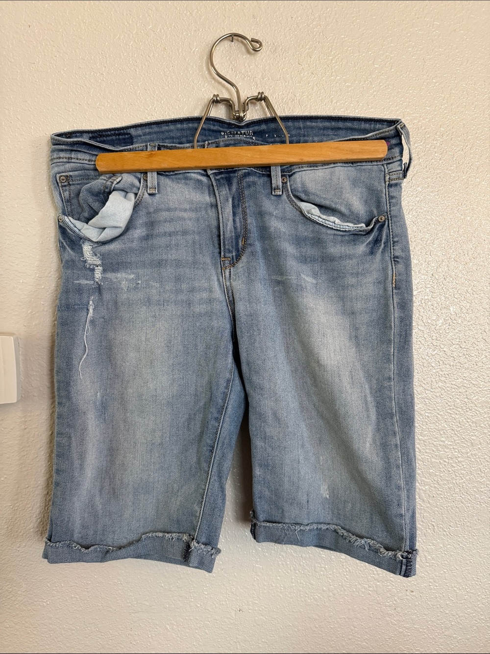 Signature by Levi Strauss Faded Light Blue Denim Bermuda Shorts